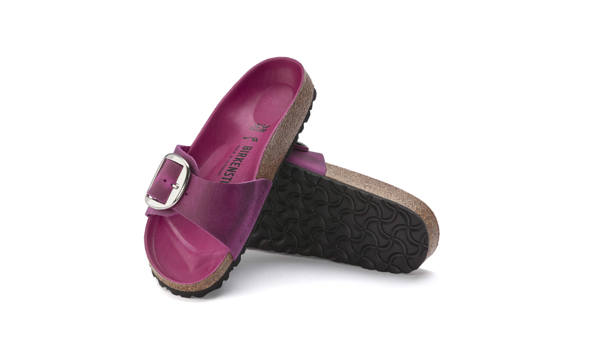 Birkenstock Madrid Big Buckle Oiled Leather Festival  - Fuchsia, Narrow