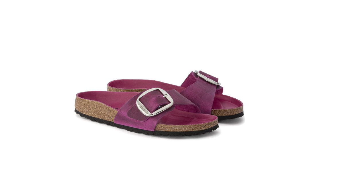 Birkenstock Madrid Big Buckle Oiled Leather Festival  - Fuchsia, Narrow