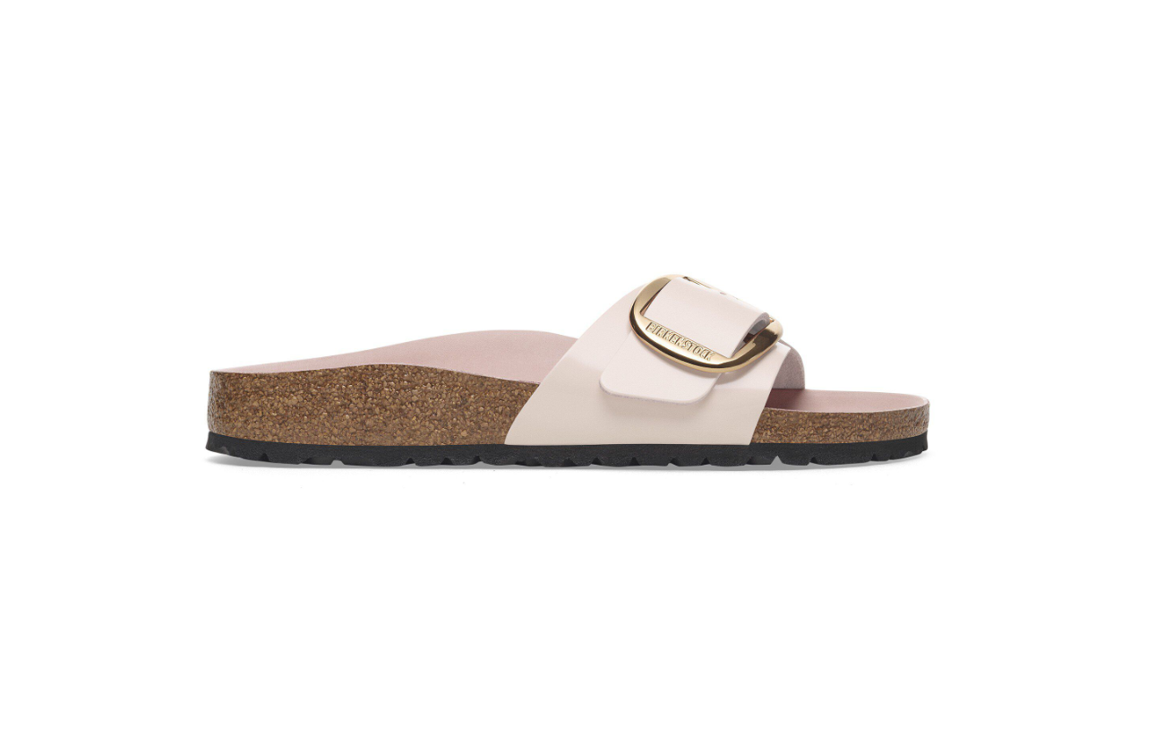 Birkenstock Madrid Big Buckle Natural Leather Patent Light Rose  Narrow