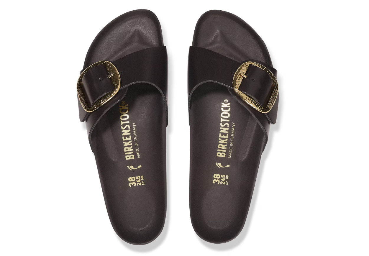 Birkenstock Madrid Big Buckle Natural Leather Patent Espresso  Narrow