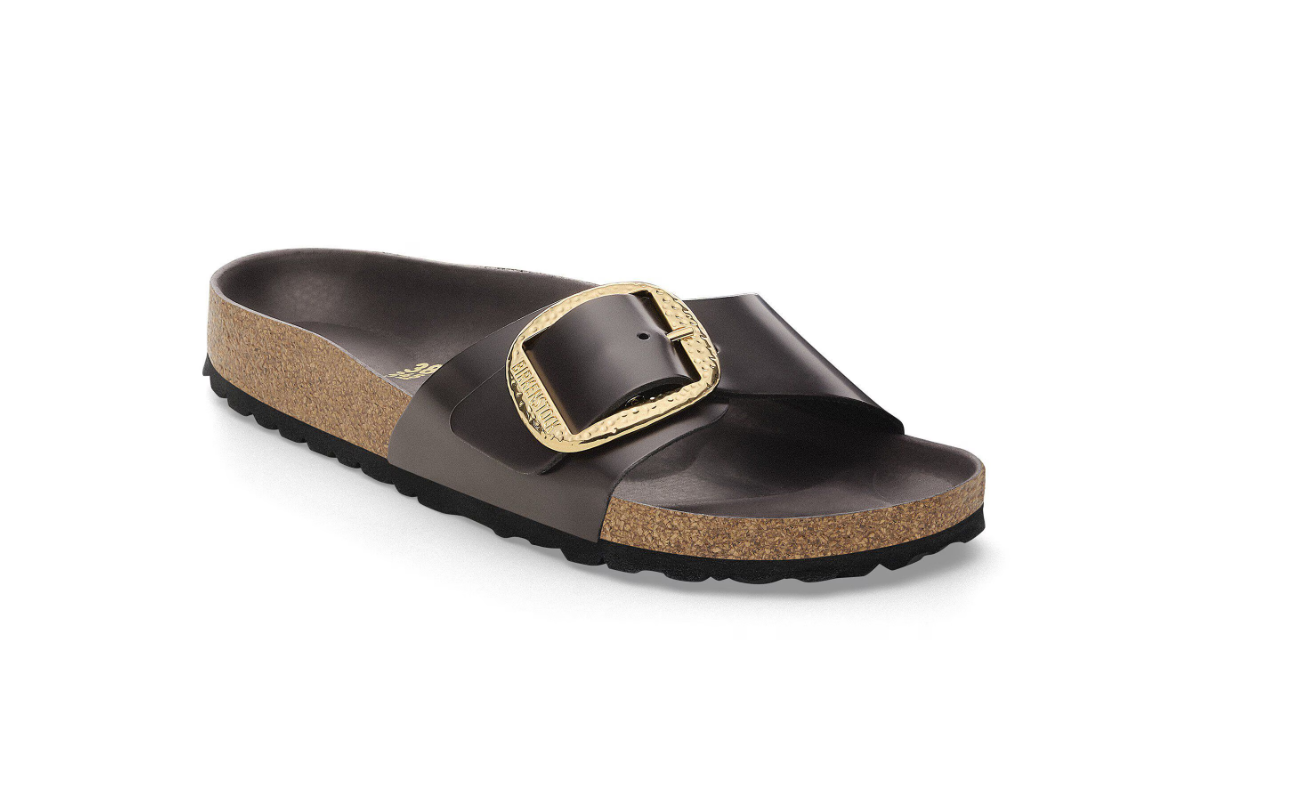 Birkenstock Madrid Big Buckle Natural Leather Patent Espresso  Narrow