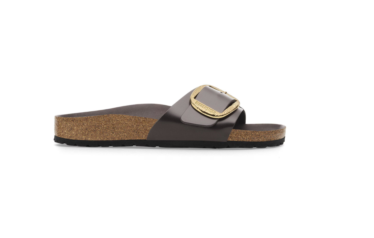 Birkenstock Madrid Big Buckle Natural Leather Patent Espresso  Narrow
