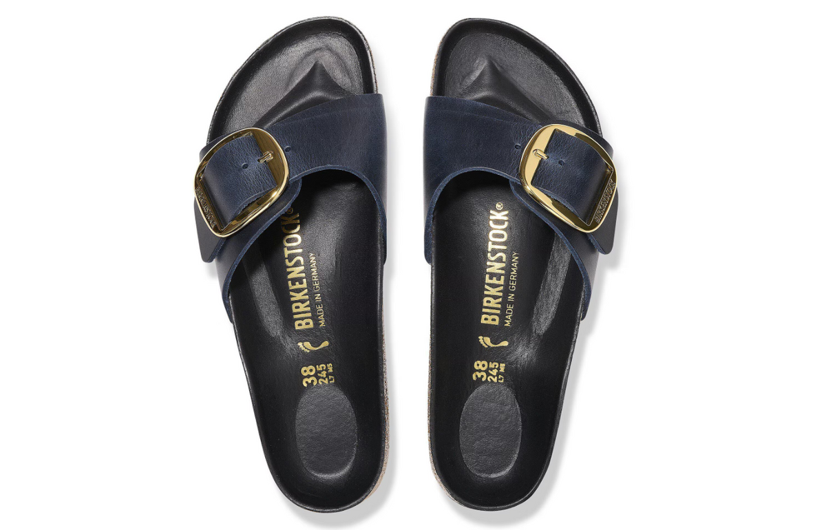 Birkenstock Madrid Big Buckle Oiled Leather  - Blue, Narrow