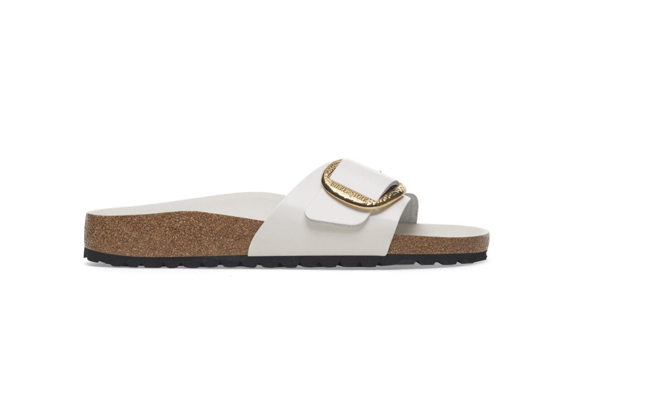 Birkenstock Madrid Big Buckle High-Shine Antique White Patent Narrow