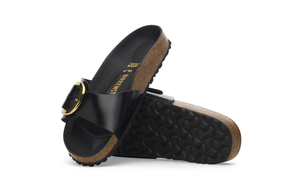 Birkenstock Madrid Big Buckle Natural Leather Patent  - Black, Narrow
