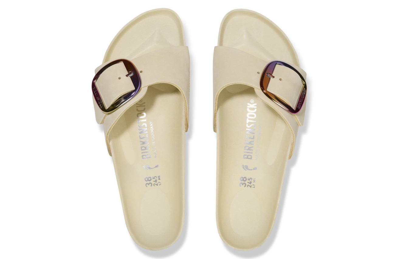 Birkenstock Madrid Big Buckle Nubuck Leather Ecru  Narrow