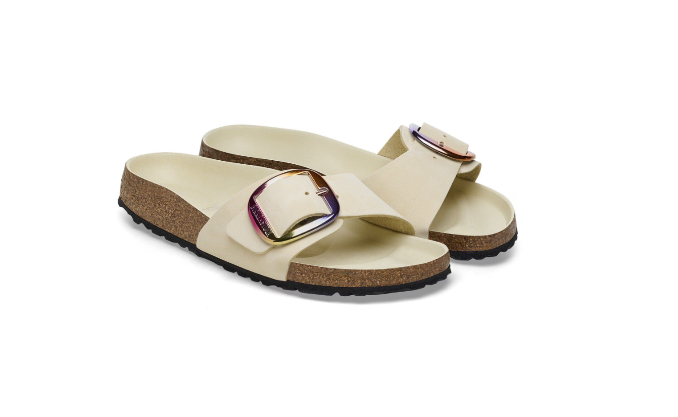 Birkenstock Madrid Big Buckle Nubuck Leather Ecru  Narrow