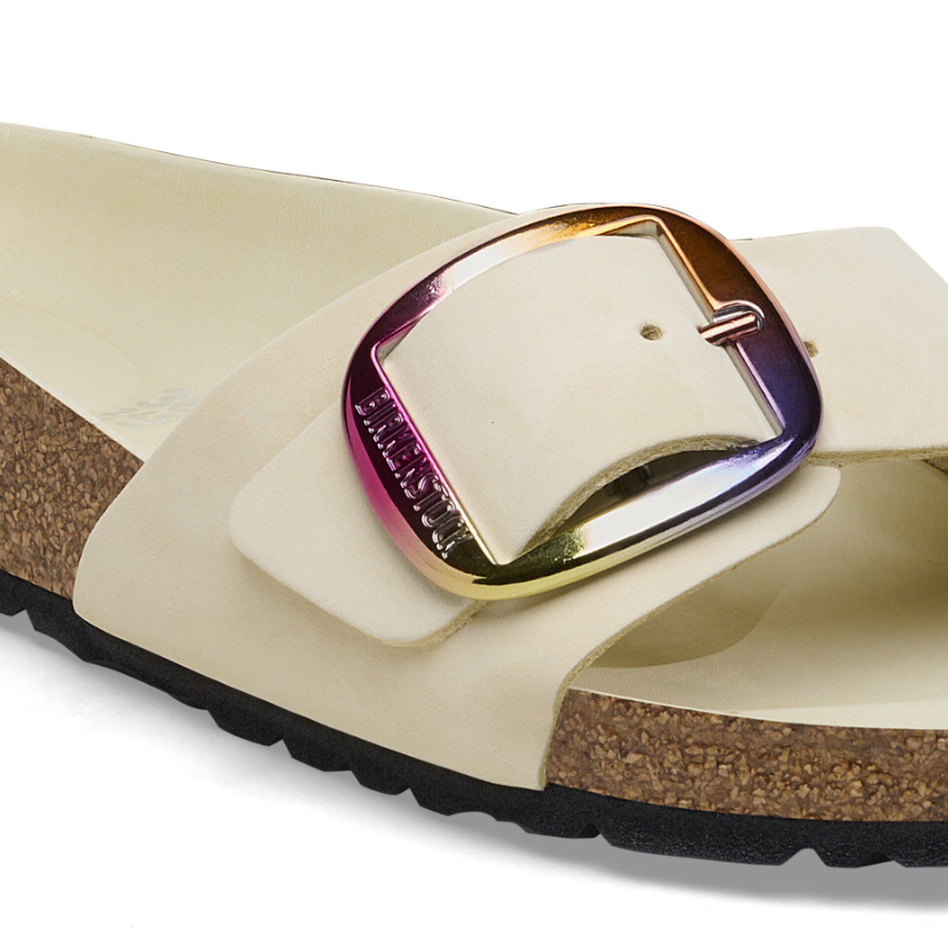 Birkenstock Madrid Big Buckle Nubuck Leather Ecru  Narrow