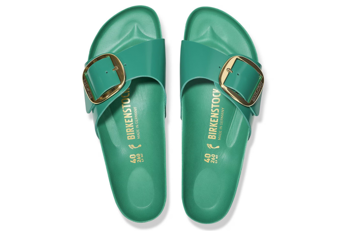 Birkenstock Madrid Big Buckle Leather Patent High Shine Digital  - Green, Narrow