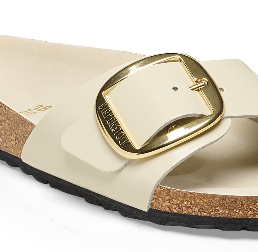 Birkenstock Madrid Big Buckle Natural Leather Patent  - Ecru, Narrow