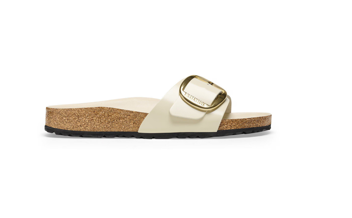 Birkenstock Madrid Big Buckle Natural Leather Patent  - Ecru, Narrow
