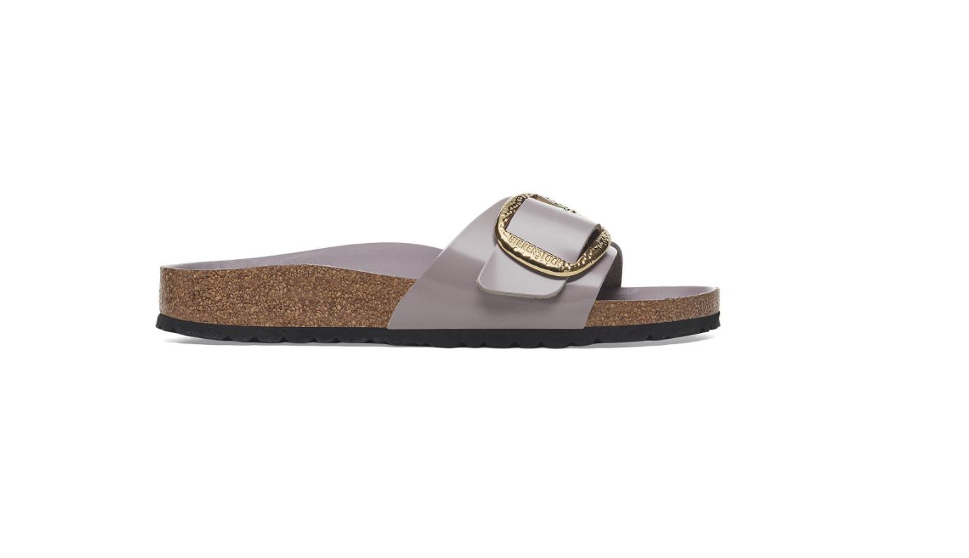 Birkenstock Madrid Big Buckle Natural Leather Patent Faded Purple  Narrow