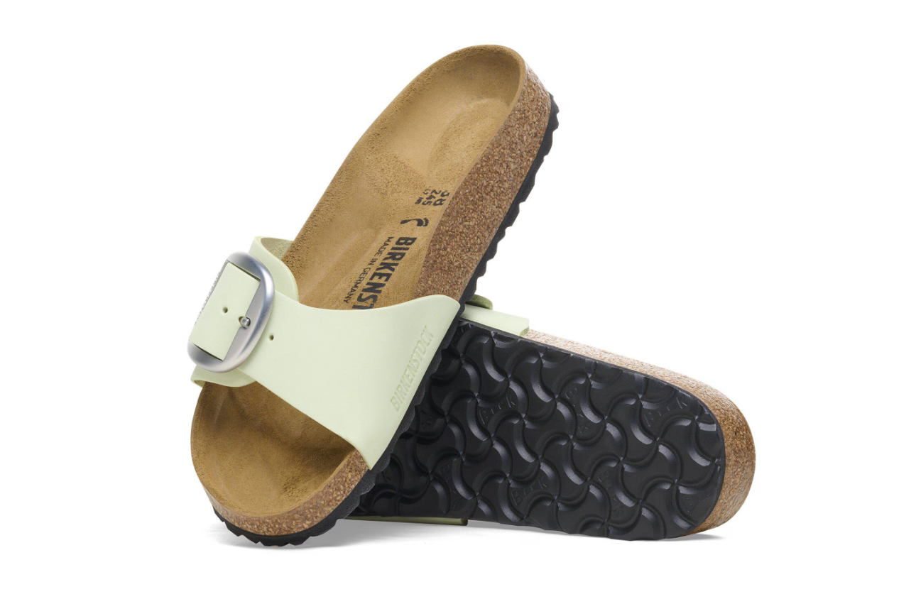Birkenstock Madrid Big Buckle Nubuck Leather Faded Lime  Narrow
