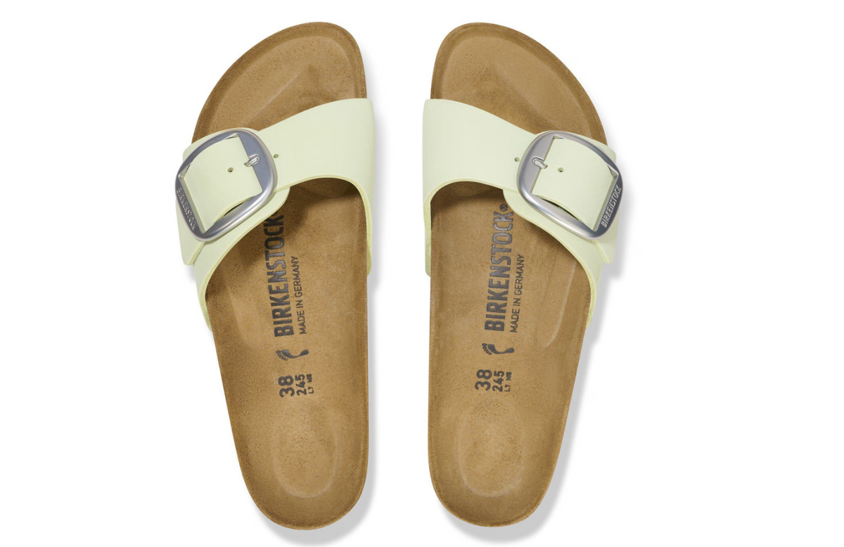 Birkenstock Madrid Big Buckle Nubuck Leather Faded Lime  Narrow