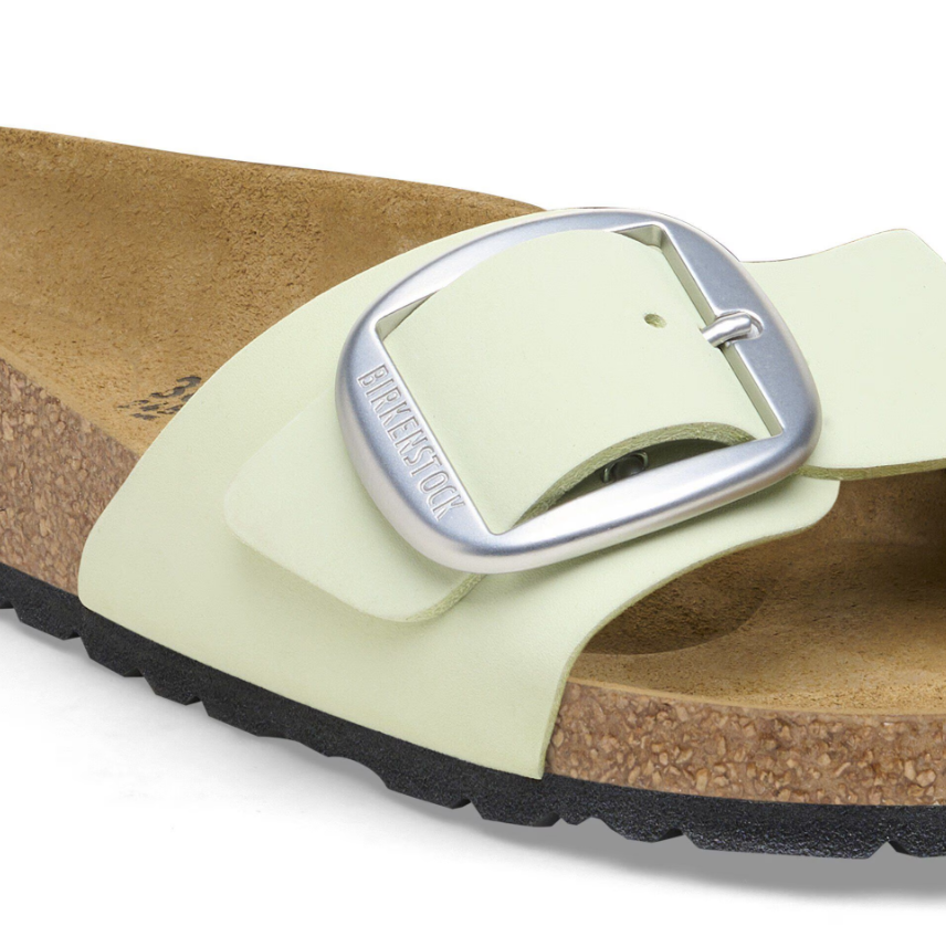 Birkenstock Madrid Big Buckle Nubuck Leather Faded Lime  Narrow