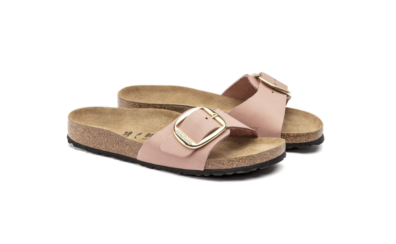 Birkenstock Madrid Big Buckle Nubuck Leather Old Rose Narrow