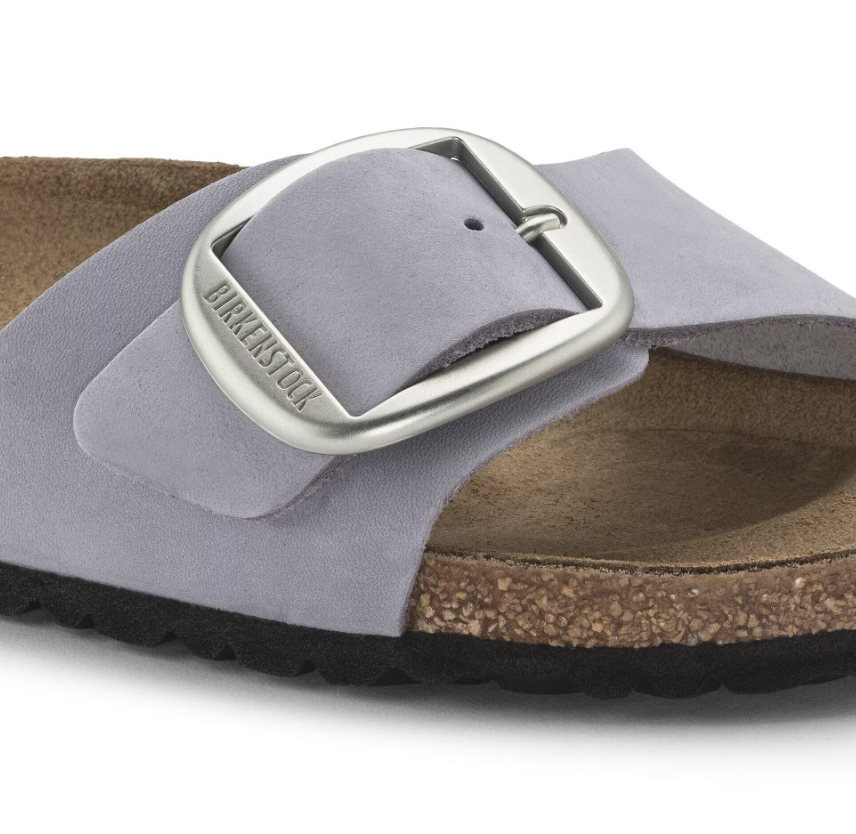 Birkenstock Madrid Big Buckle Nubuck Leather - Fog, Narrow
