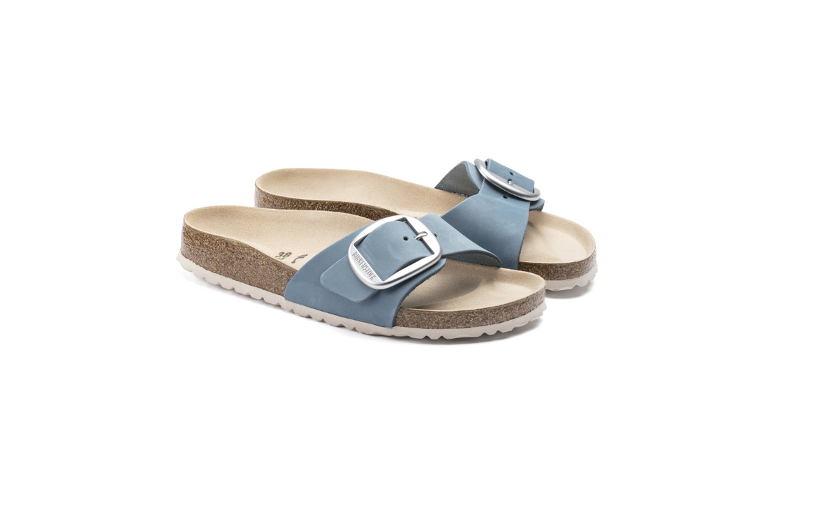 Birkenstock Madrid Big Buckle Nubuck Leather Dove Blue  Narrow
