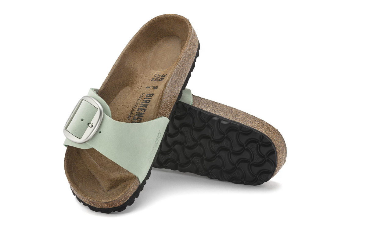 Birkenstock Madrid Big Buckle Nubuck Leather - Matcha, Narrow