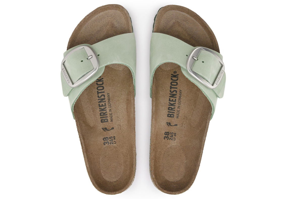 Birkenstock Madrid Big Buckle Nubuck Leather - Matcha, Narrow