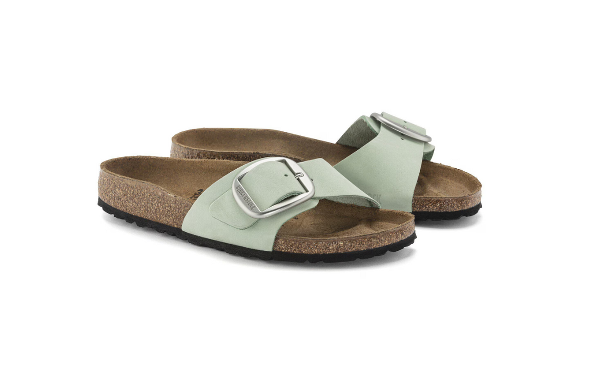 Birkenstock Madrid Big Buckle Nubuck Leather - Matcha, Narrow