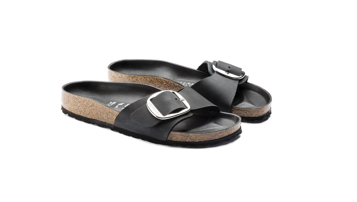 Birkenstock Madrid Big Buckle Oiled Leather - Black, Regular