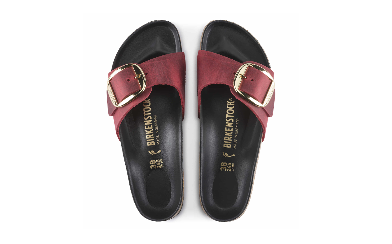 Birkenstock Madrid Big Buckle Oiled Leather Sandal Fire Red  Narrow