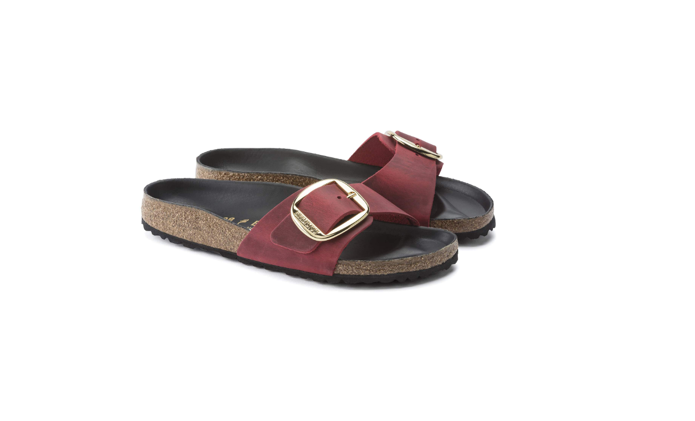 Birkenstock Madrid Big Buckle Oiled Leather Sandal Fire Red  Narrow