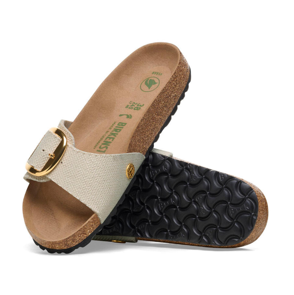 Birkenstock Madrid Big Buckle Rivet Logo Vegan Canvas Eggshell Narrow