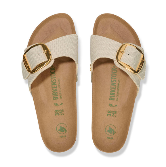Birkenstock Madrid Big Buckle Rivet Logo Vegan Canvas Eggshell Narrow