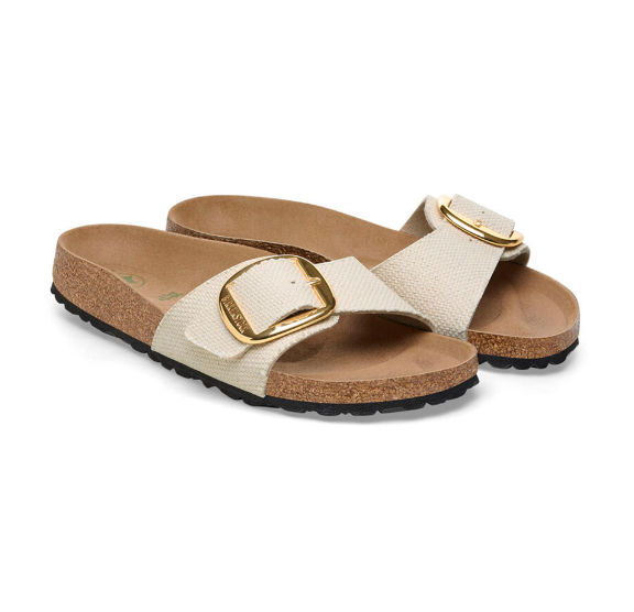 Birkenstock Madrid Big Buckle Rivet Logo Vegan Canvas Eggshell Narrow
