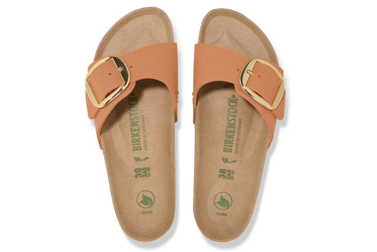 Birkenstock Madrid Big Buckle Rivet Logo Vegan Canvas Papaya  Narrow