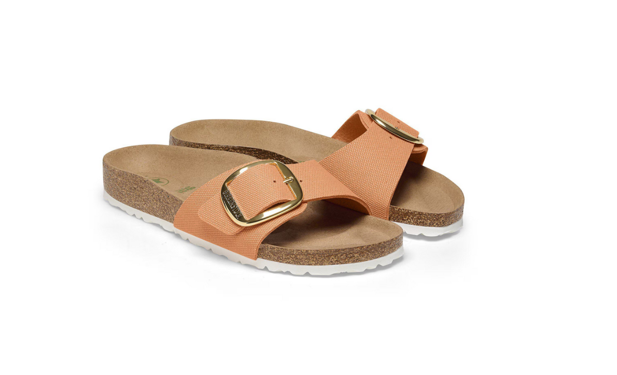 Birkenstock Madrid Big Buckle Rivet Logo Vegan Canvas Papaya  Narrow