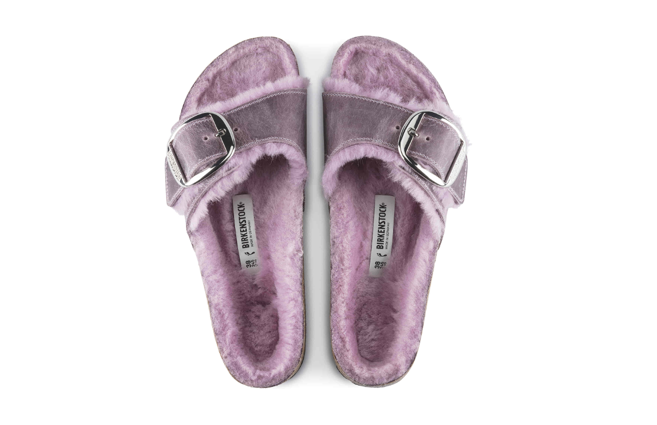Birkenstock Madrid Big Buckle Shearling Oiled Leather Purple/Lavender  Narrow