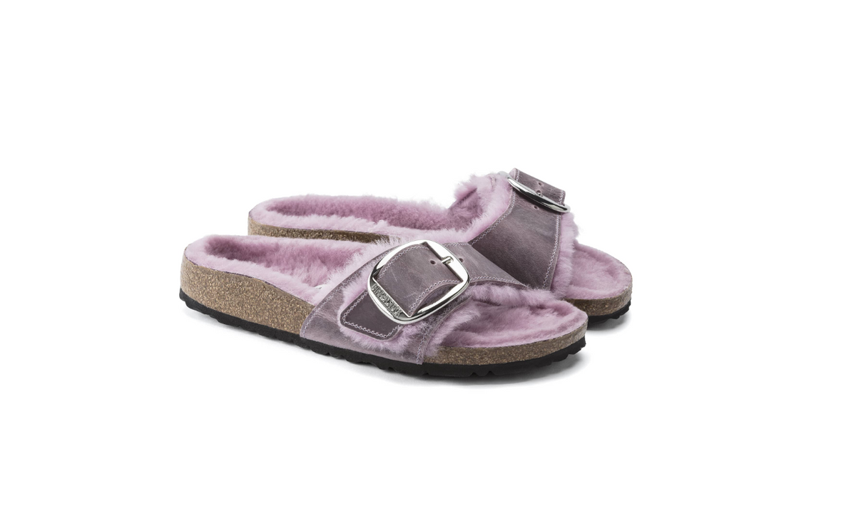 Birkenstock Madrid Big Buckle Shearling Oiled Leather Purple/Lavender  Narrow