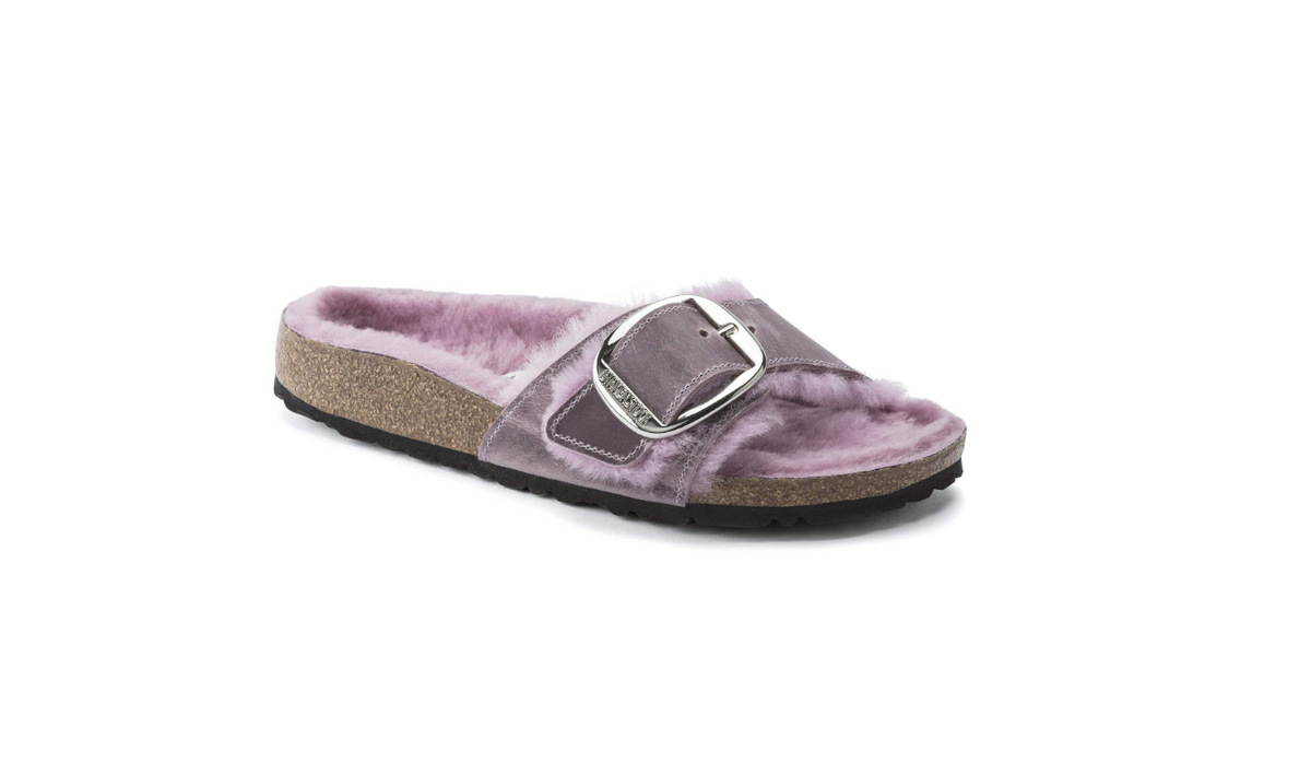 Birkenstock Madrid Big Buckle Shearling Oiled Leather Purple/Lavender  Narrow