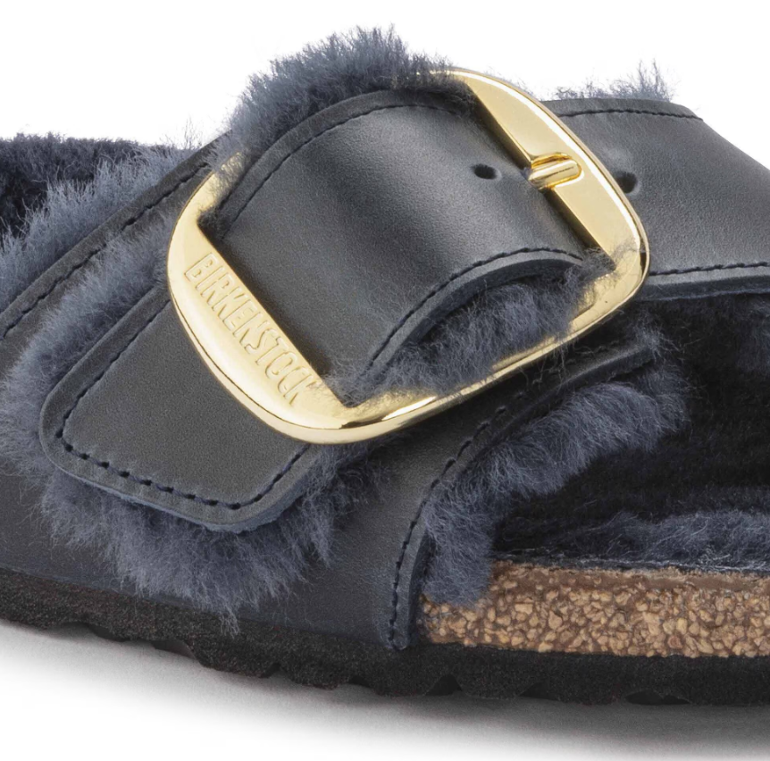Birkenstock Madrid Big Buckle Shearling Oiled Leather Midnight Blue  Narrow