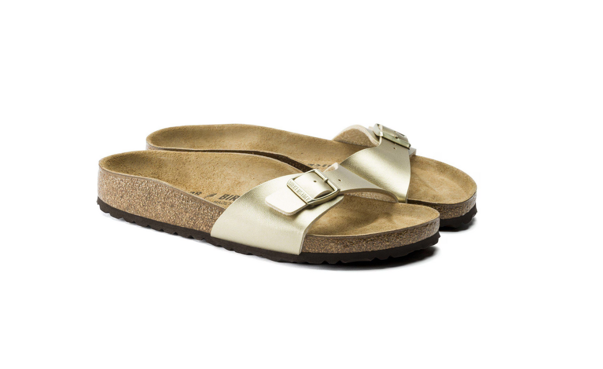 Birkenstock Madrid Birko-Flor Gold Narrow Sandals - Gold, Narrow