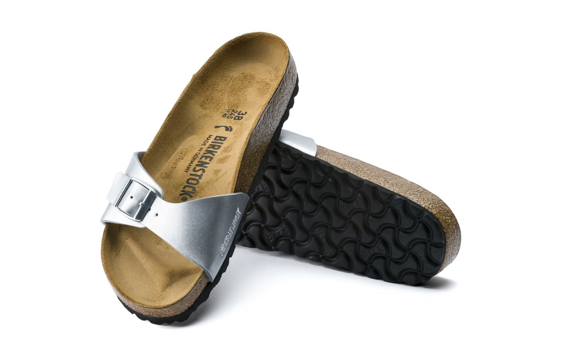 Birkenstock Madrid Birko-Flor Silver Sandals- Silver, Narrow