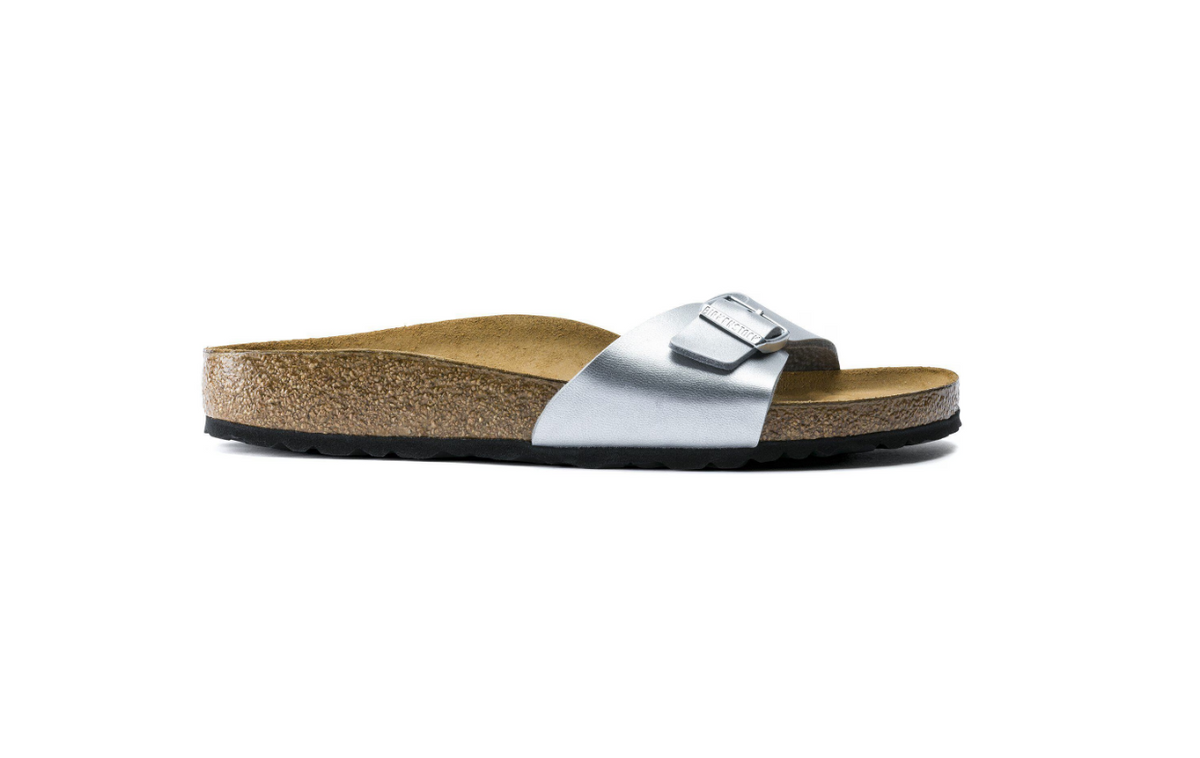 Birkenstock Madrid Birko-Flor Silver Sandals- Silver, Narrow