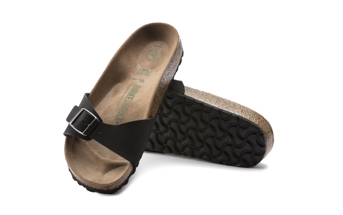 Birkenstock Madrid Vegan Birko-Flor Black Sandals - Black, Narrow