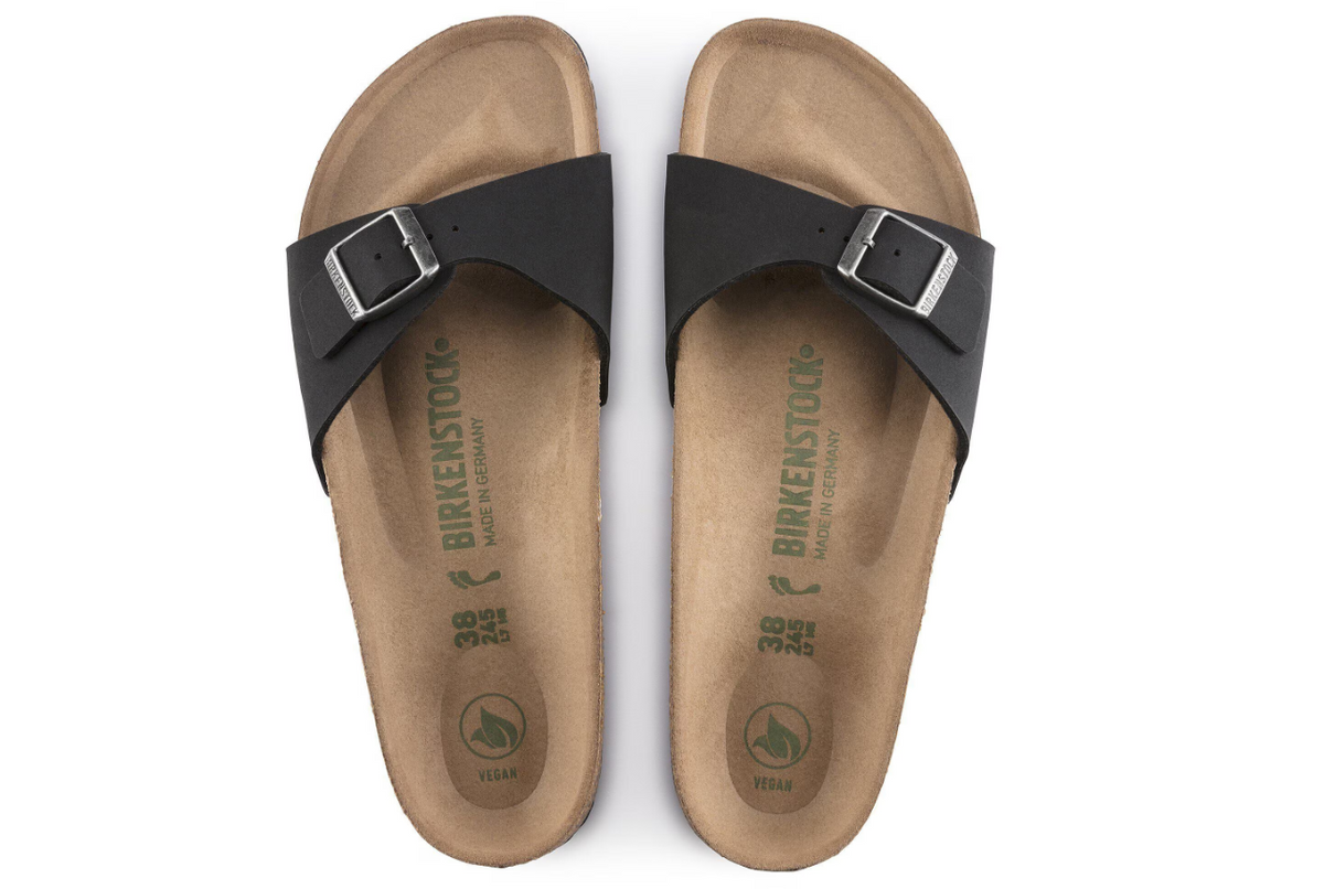 Birkenstock Madrid Vegan Birko-Flor Black Sandals - Black, Narrow