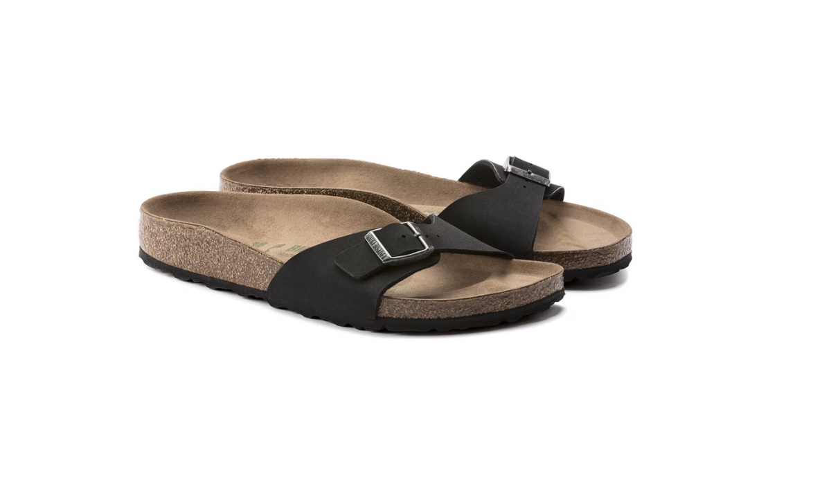 Birkenstock Madrid Vegan Birko-Flor Black Sandals - Black, Narrow