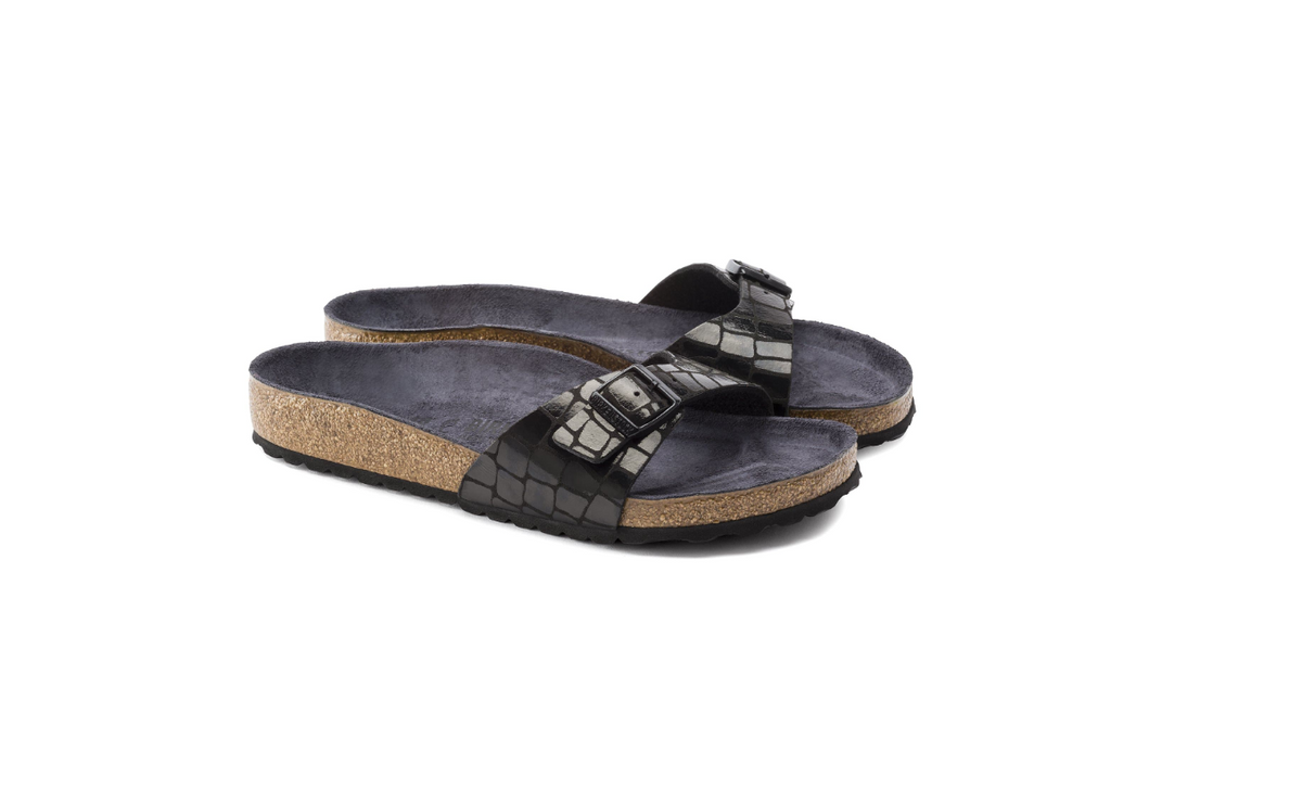 Birkenstock Madrid Micro Fibre Black Gator Gleam