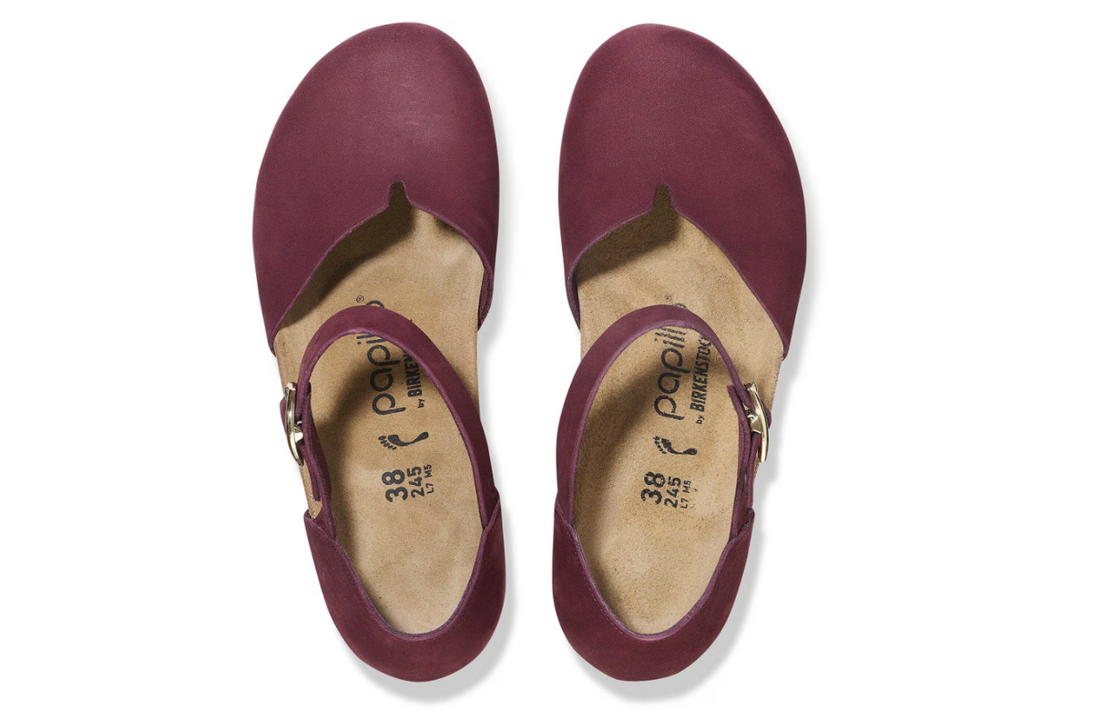 Papillio Mary Ring-Buckle Zinfandel Nubuck Leather  Narrow