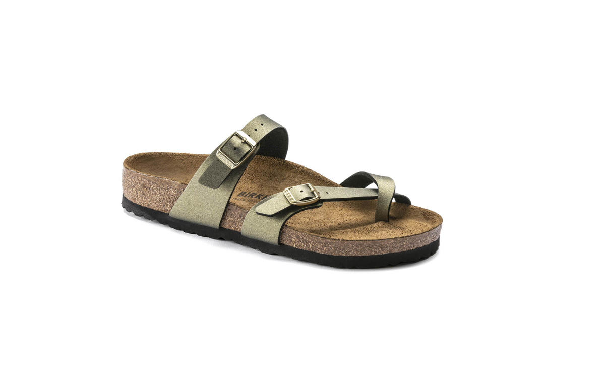 Birkenstock Mayari Birko-Flor Icy Metallic Stone Gold Regular