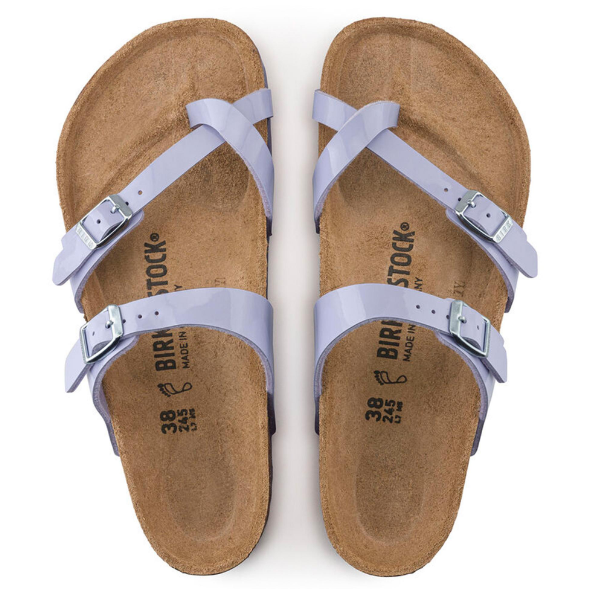 Birkenstock Mayari Birko-Flor Patent Purple Fog Sandal   - Purple, Regular