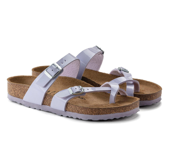 Birkenstock Mayari Birko-Flor Patent Purple Fog Sandal   - Purple, Regular