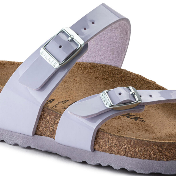 Birkenstock Mayari Birko-Flor Patent Purple Fog Sandal   - Purple, Regular