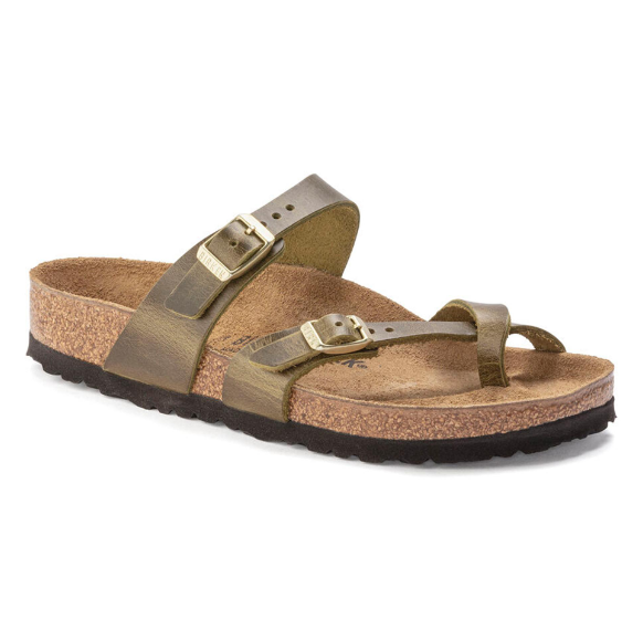 Birkenstock Mayari Oiled Leather Olive Sandals Regular